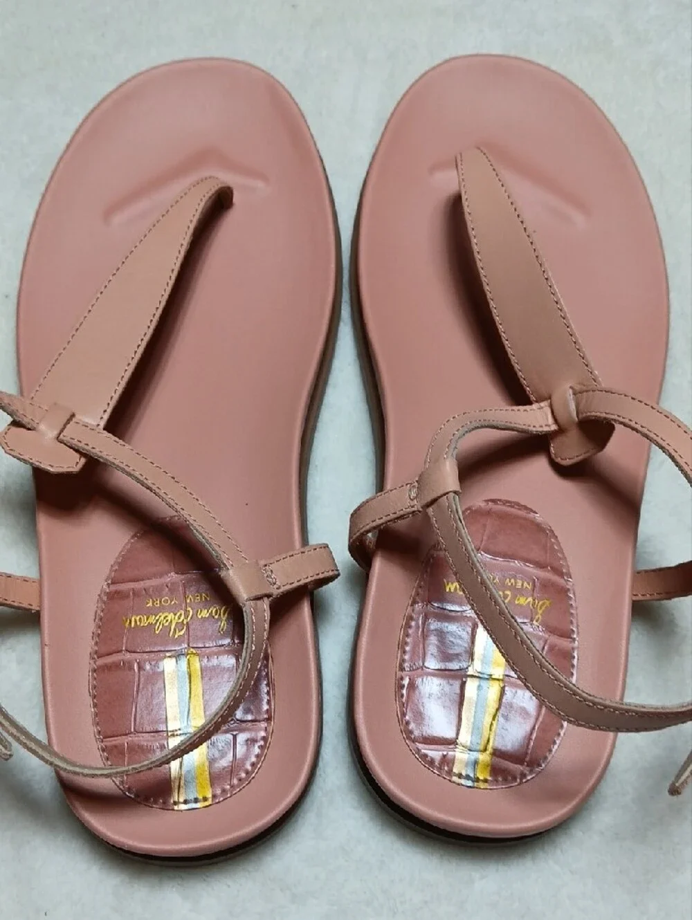 Sam Edelman Naomi Blush Pink T-Strap Leather Sandals Size 9